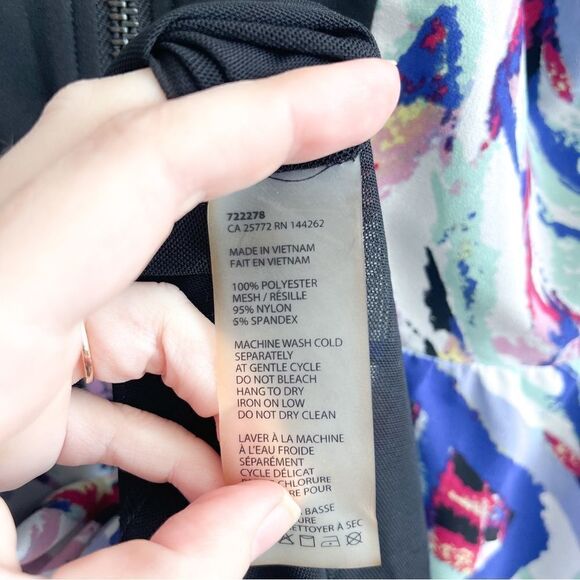 Dex Dress Abstract Back Zip Pockets Fit & Flare Lined Black Strap Women's M - Picture 4 of 10